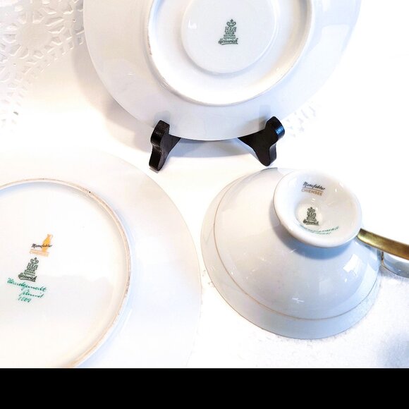 H&C SELB Bavaria Germany Hand-Painted Gold Bird in Flight Cup Saucer Plate - Picture 10 of 12